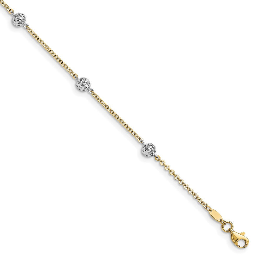 FJC Finejewelers 14 kt Two Tone Gold Cable Anklet 10 Inches x 1 mm