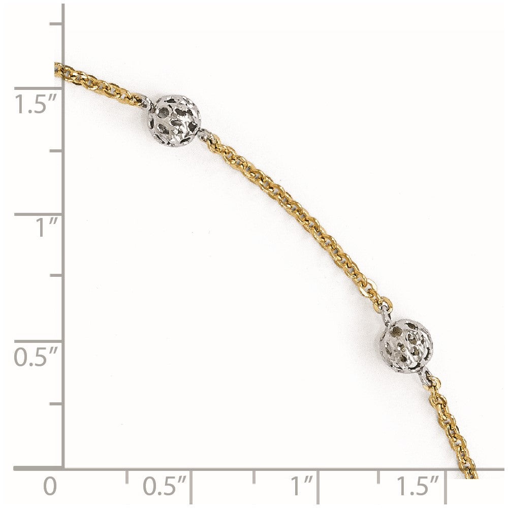 FJC Finejewelers 14 kt Two Tone Gold Cable Anklet 10 Inches x 1 mm
