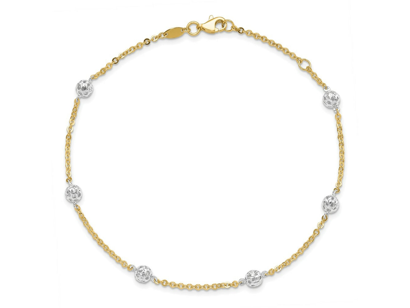 FJC Finejewelers 14 kt Two Tone Gold Cable Anklet 10 Inches x 1 mm