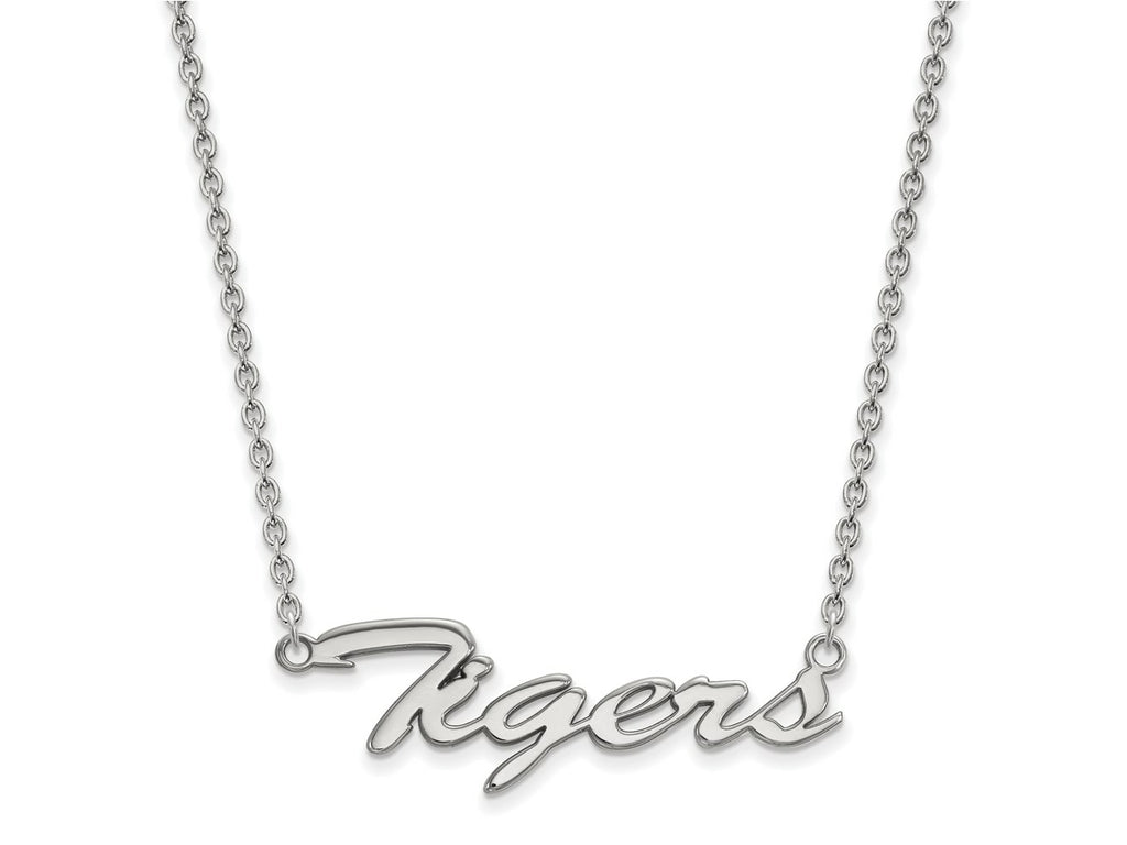 LogoArt 14 kt White Gold Clemson University Tigers Script Pendant Necklace