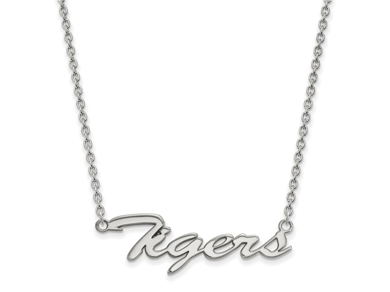 LogoArt 14 kt White Gold Clemson University Tigers Script Pendant Necklace