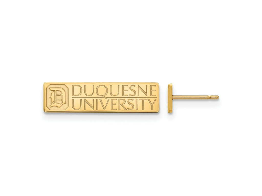 LogoArt 14 kt Yellow Gold Duquesne University Small Post Earrings 12 x 18 mm