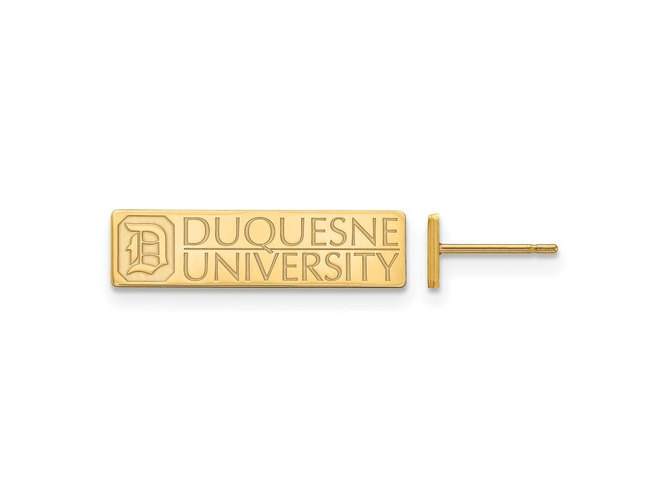 LogoArt 14 kt Yellow Gold Duquesne University Small Post Earrings 12 x 18 mm
