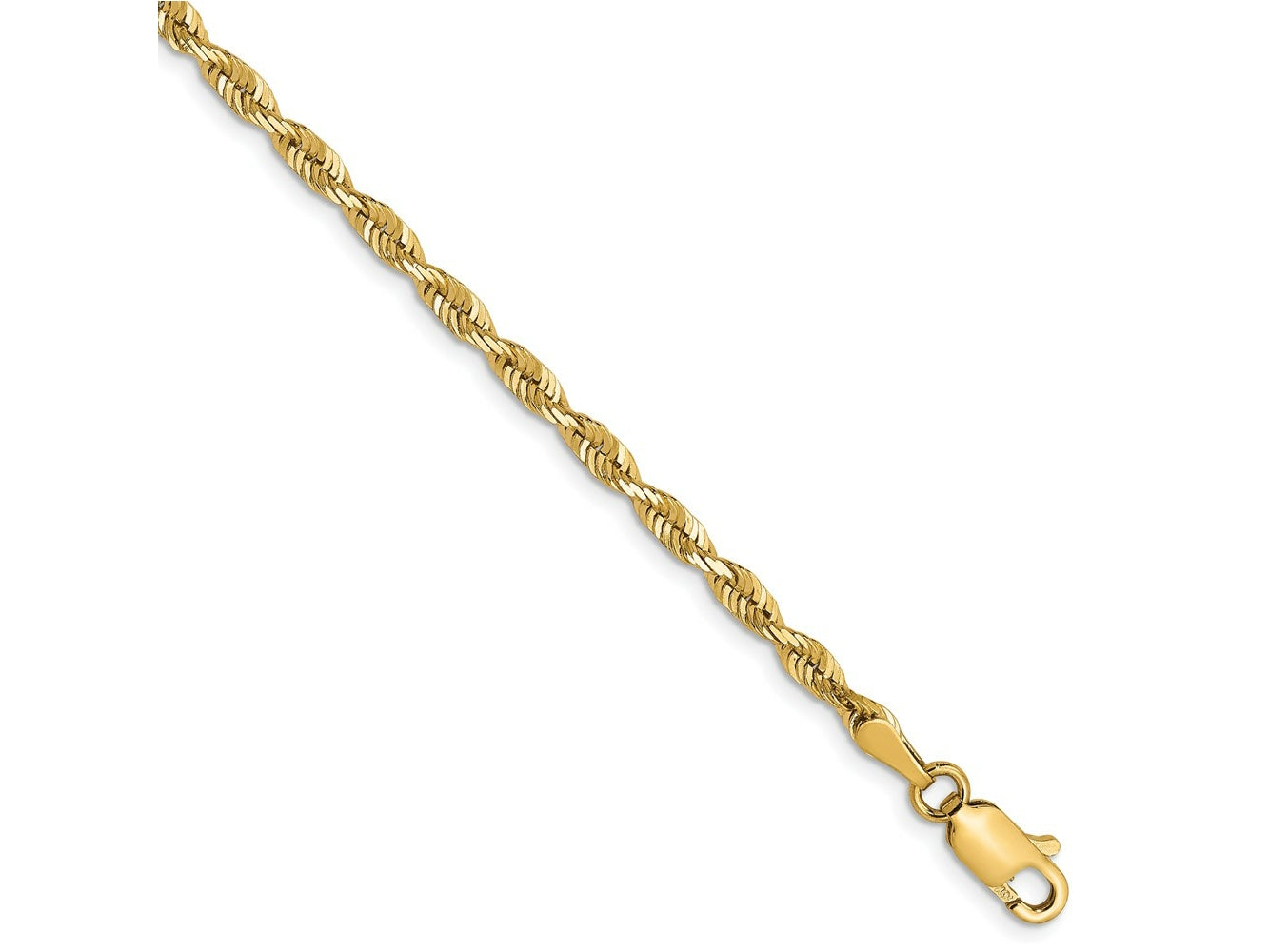 FJC Finejewelers 10 kt Yellow Gold Ultra Bright Cut Lightweight Rope Chain Bracelet 8 Inches x 2.75 mm