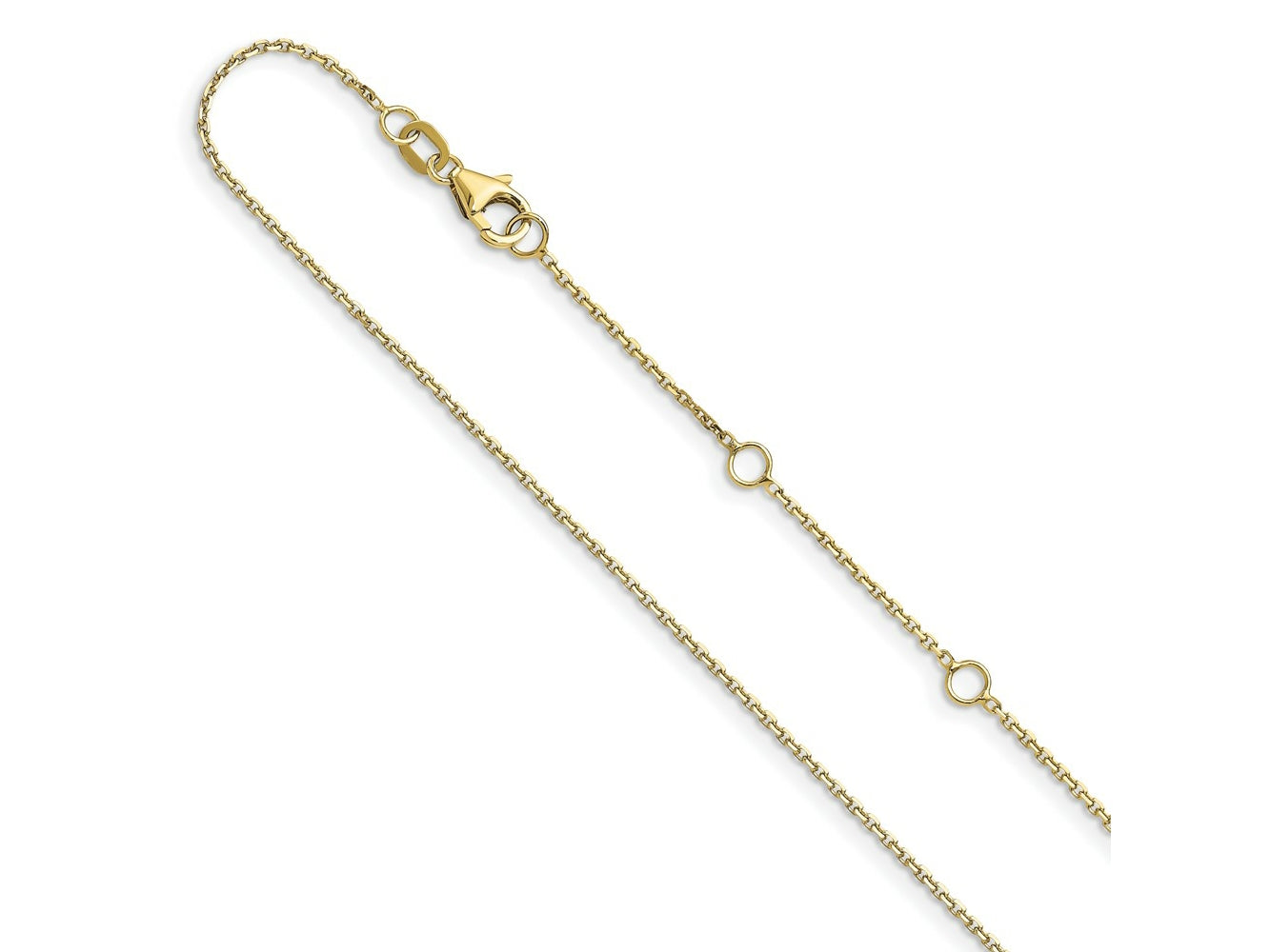 FJC Finejewelers 10 kt Yellow Gold Bright Cut 1.05mm Rolo 1in+1in Adjustable Chain 18 Inches x 1.05 mm