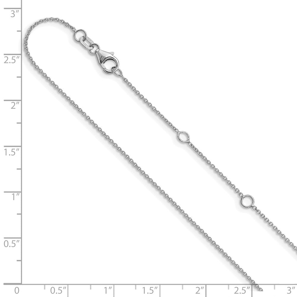 FJC Finejewelers 10 kt White Gold 1.1mm Round Cable 1in+1in Adjustable Chain 18 Inches x 1.1 mm