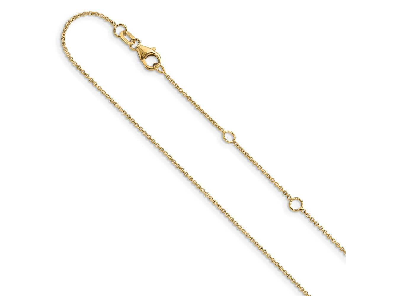 FJC Finejewelers 10 kt Yellow Gold Round Cable 1in+1in Adjustable Chain 18 Inches x 1.1 mm
