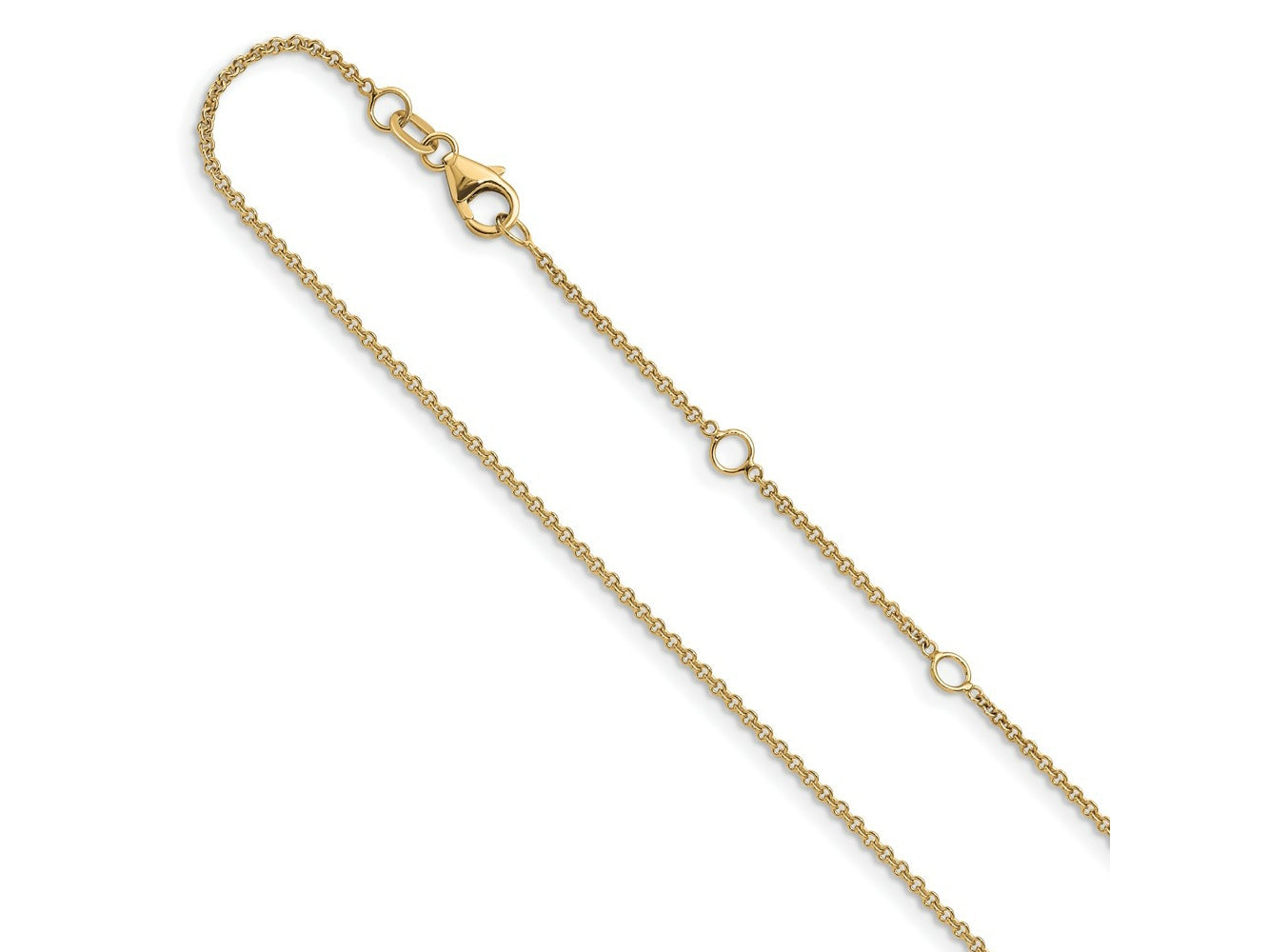 FJC Finejewelers 10 kt Yellow Gold Round Cable 1in+1in Adjustable Chain 18 Inches x 1.4 mm
