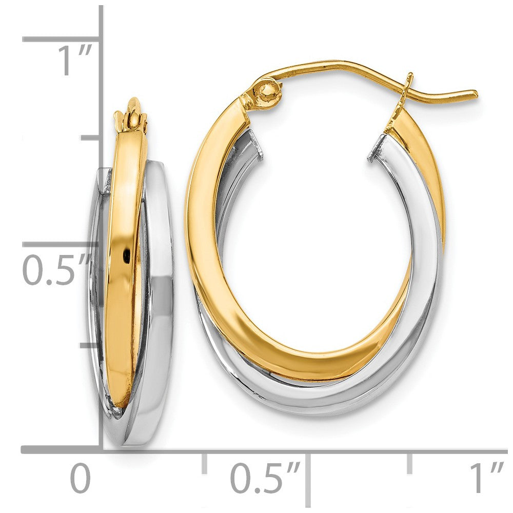 FJC Finejewelers 14 kt Two Tone Gold Two-tone Polished Hinged Hoop Earrings 23 mm x 16 mm