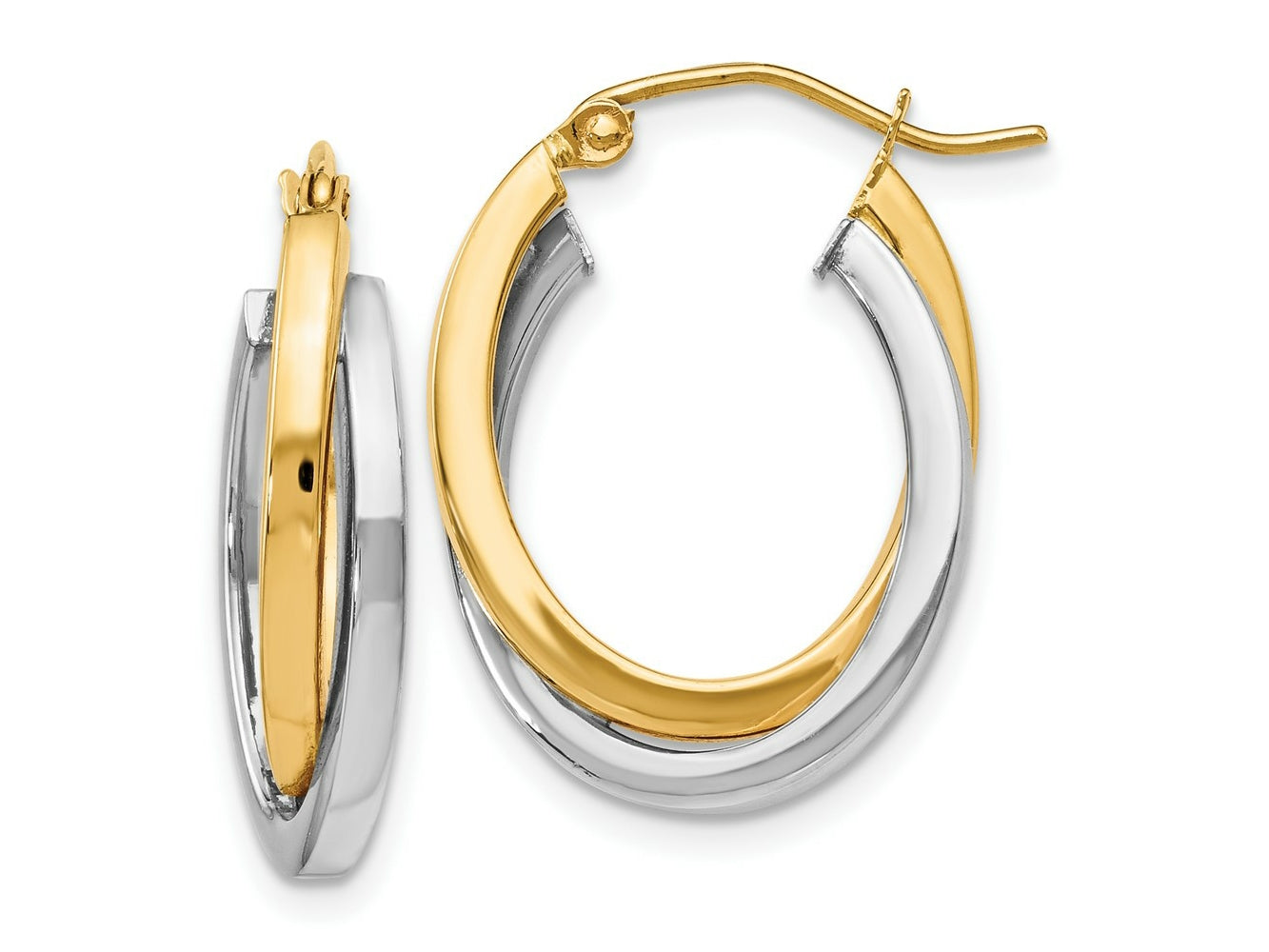 FJC Finejewelers 14 kt Two Tone Gold Two-tone Polished Hinged Hoop Earrings 23 mm x 16 mm