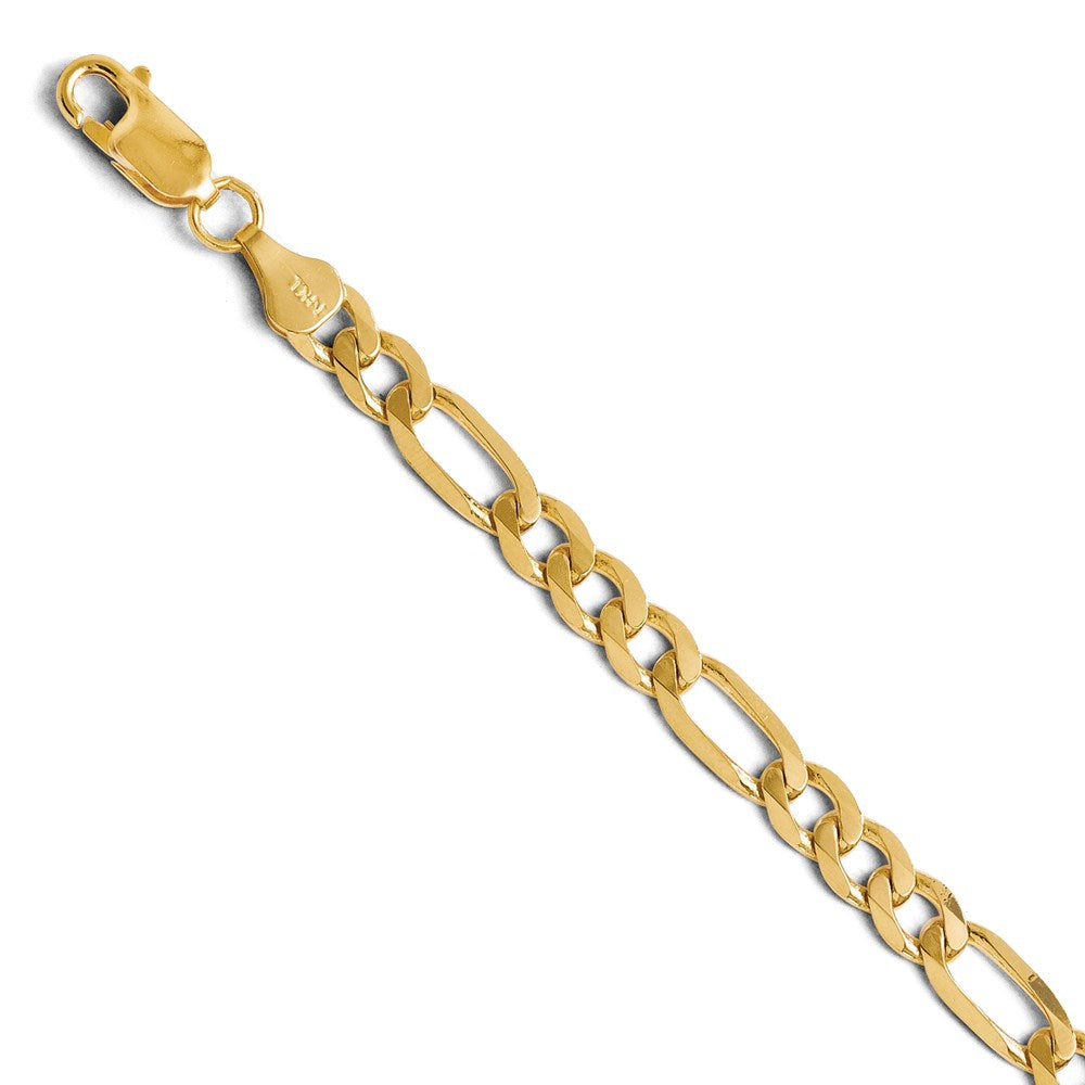 FJC Finejewelers 14 kt Yellow Gold 6.00mm Flat Figaro Chain Bracelet 7 Inches x 6 mm