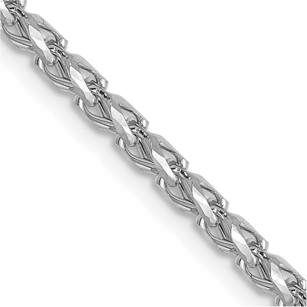 FJC Finejewelers 14 kt White Gold Bright Cut Open Franco Chain 24 Inches x 2.1 mm