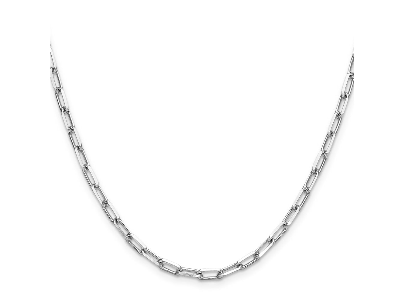 FJC Finejewelers 14 kt White Gold Solid Beveled Bright Cut Paperclip Chain 24 Inches x 3.5 mm