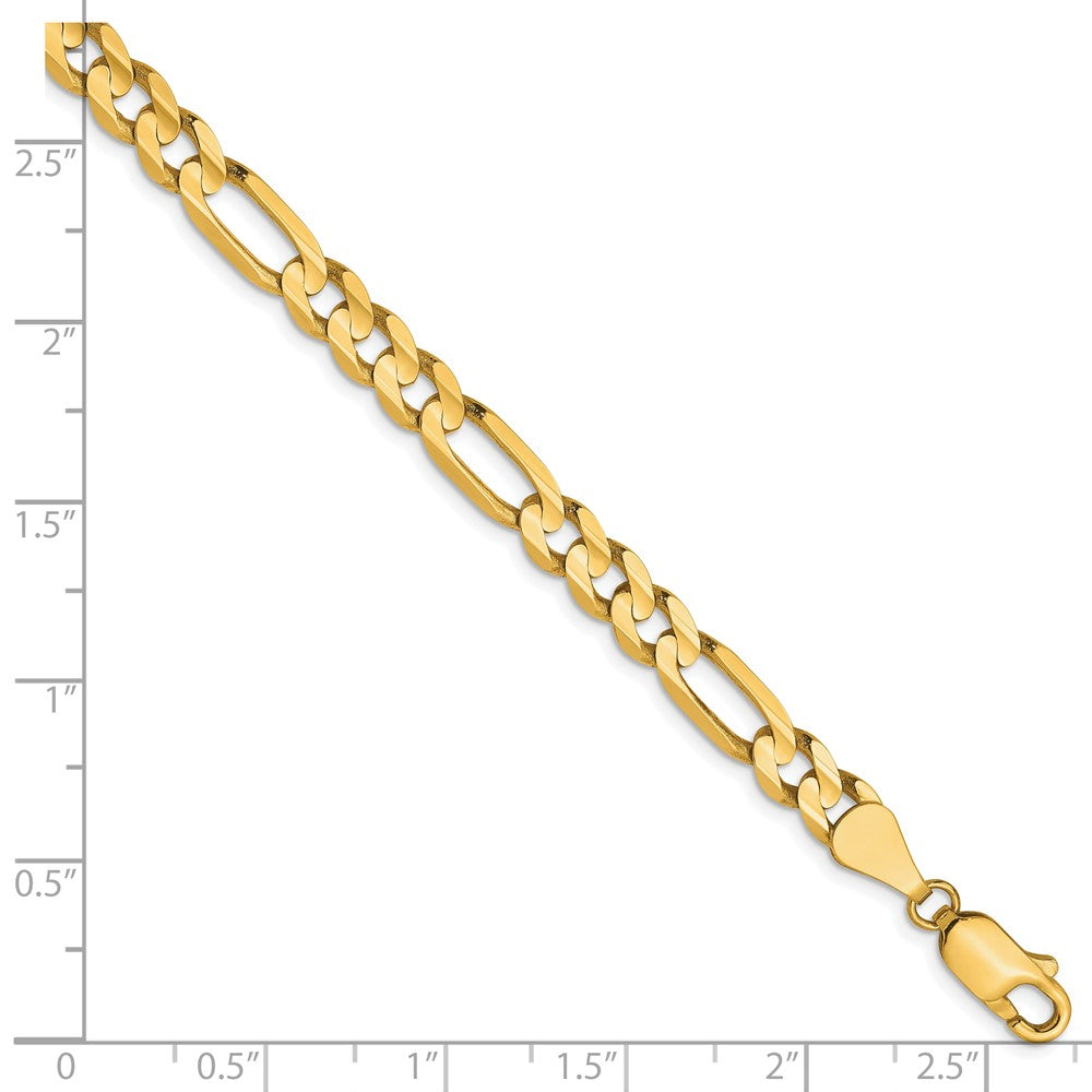 FJC Finejewelers 10 kt Yellow Gold Concave Figaro Chain Bracelet 7 Inches x 5.25 mm