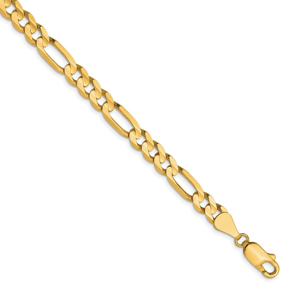 FJC Finejewelers 10 kt Yellow Gold Concave Figaro Chain Bracelet 7 Inches x 5.25 mm