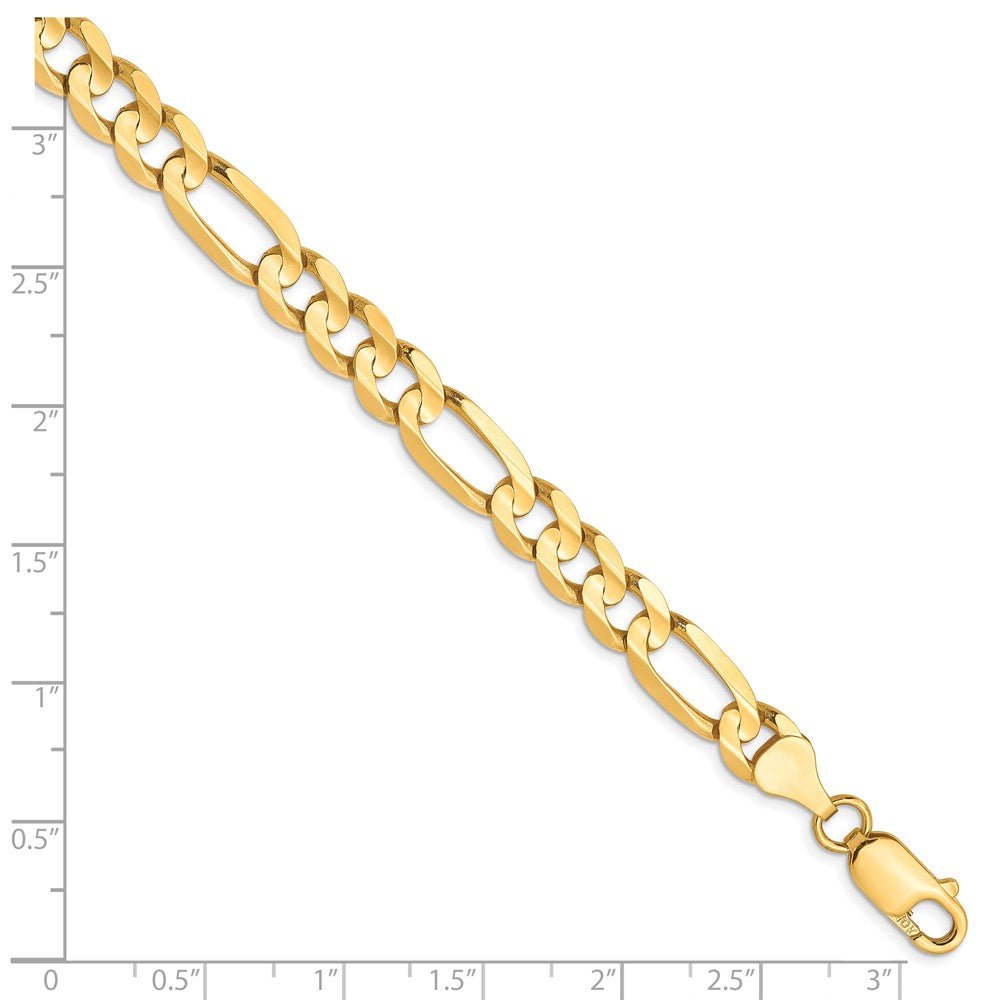 FJC Finejewelers 10 kt Yellow Gold Concave Figaro Chain Bracelet 8 Inches x 6.75 mm