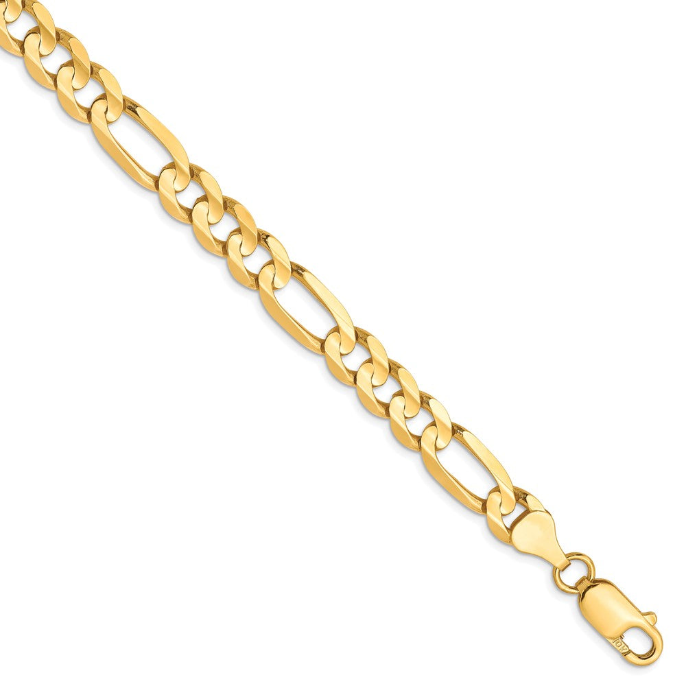 FJC Finejewelers 10 kt Yellow Gold Concave Figaro Chain Bracelet 8 Inches x 6.75 mm
