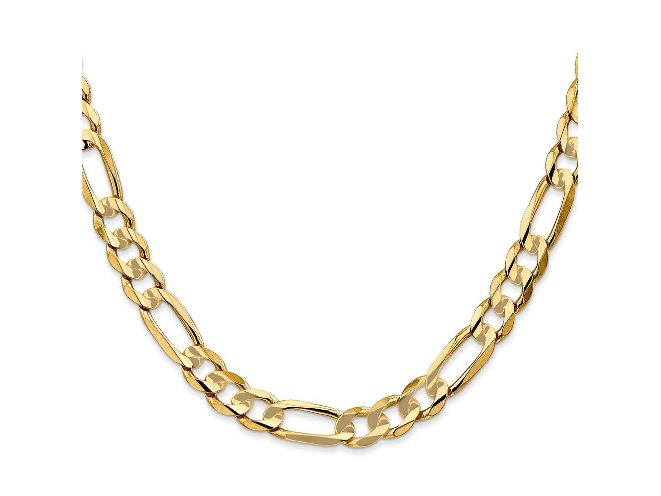 FJC Finejewelers 10 kt Yellow Gold Concave Figaro Chain Bracelet 9 Inches x 6.75 mm