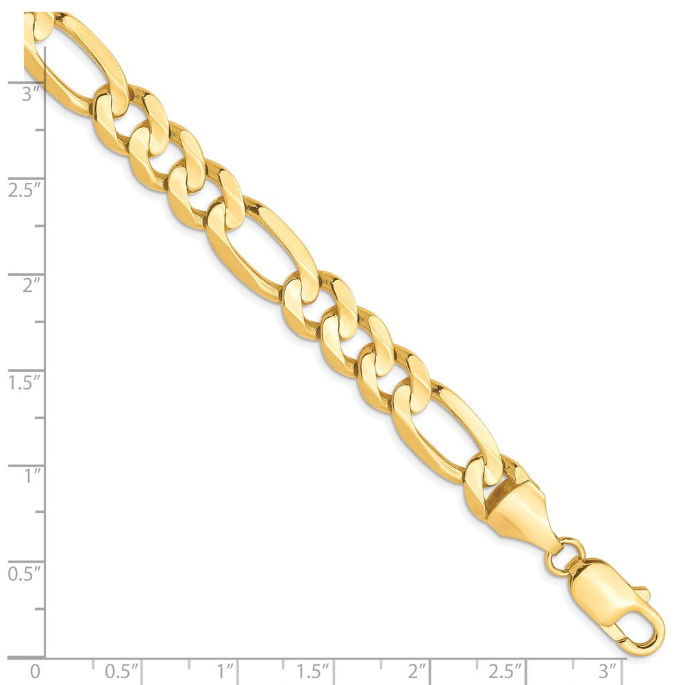 FJC Finejewelers 10 kt Yellow Gold Concave Figaro Chain Bracelet 8 Inches x 8.75 mm