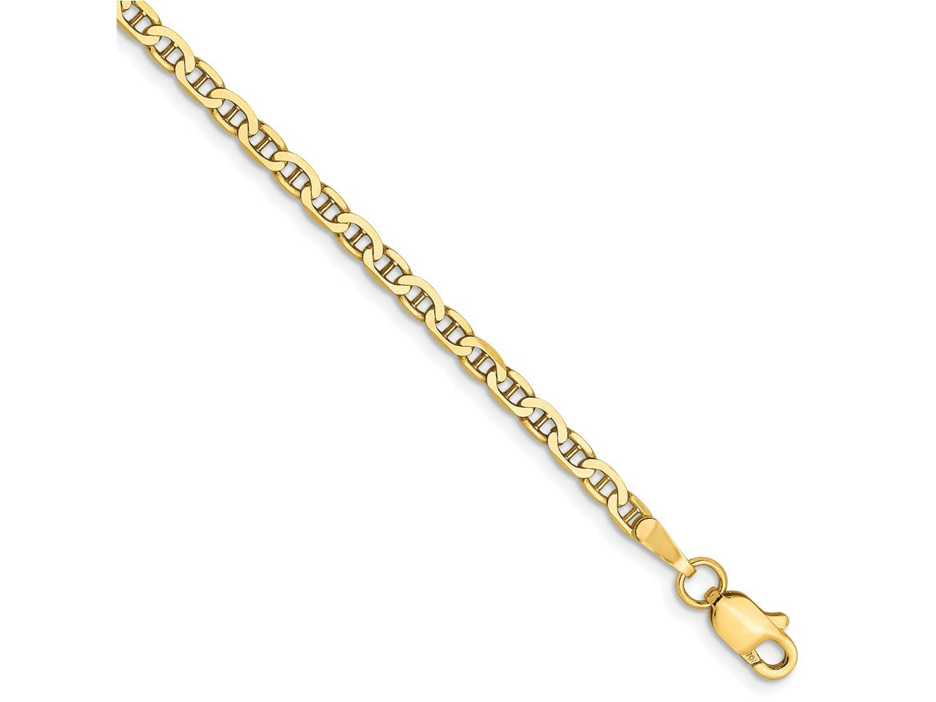 FJC Finejewelers 10 kt Yellow Gold Flat Anchor Chain Bracelet 7 Inches x 2.4 mm