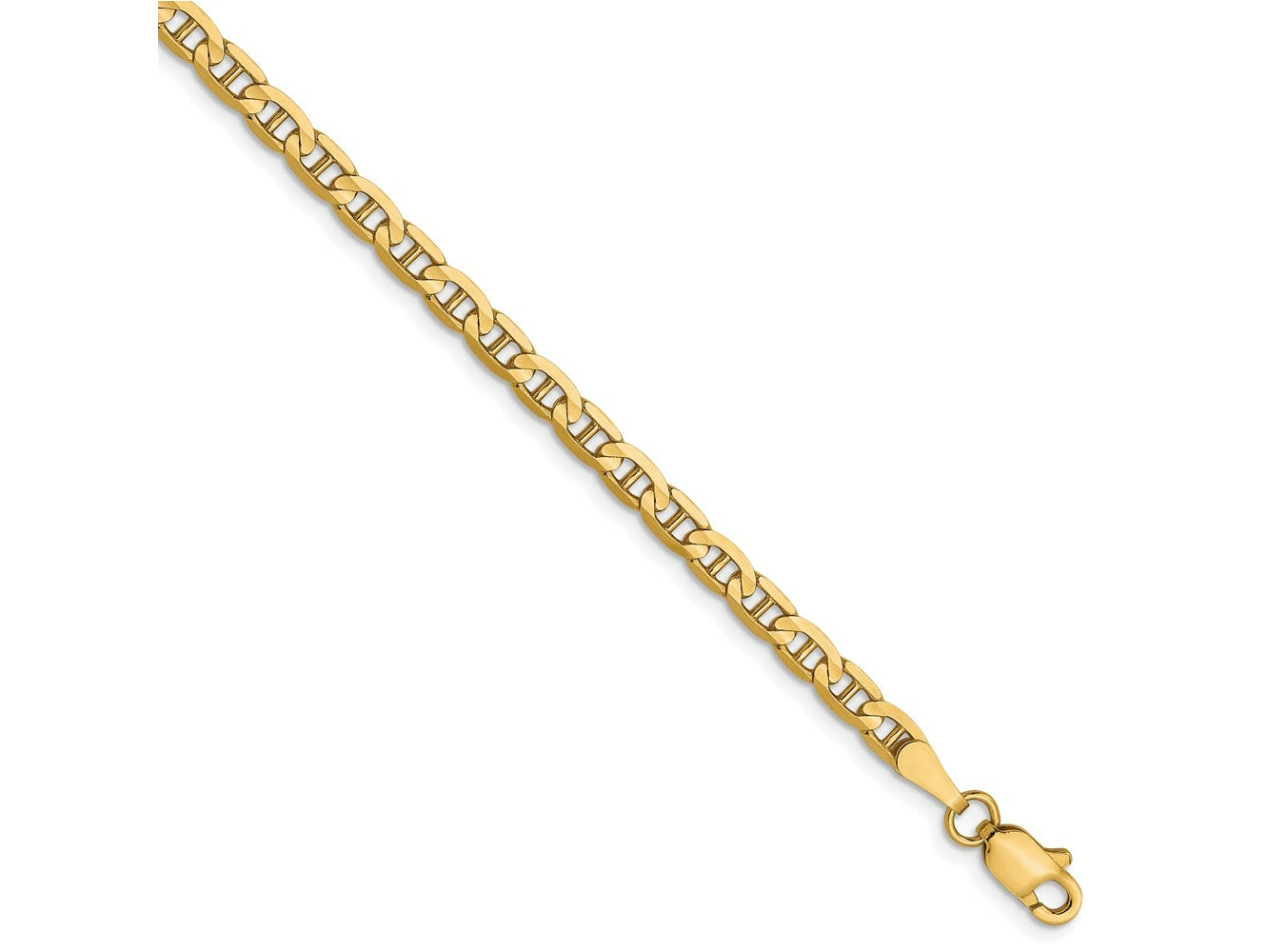 FJC Finejewelers 10 kt Yellow Gold Concave Anchor Chain Bracelet 7 Inches x 3 mm