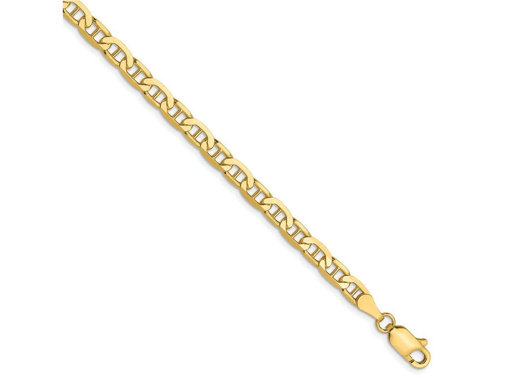 FJC Finejewelers 10 kt Yellow Gold Concave Anchor Chain Bracelet 7 Inches x 3.75 mm
