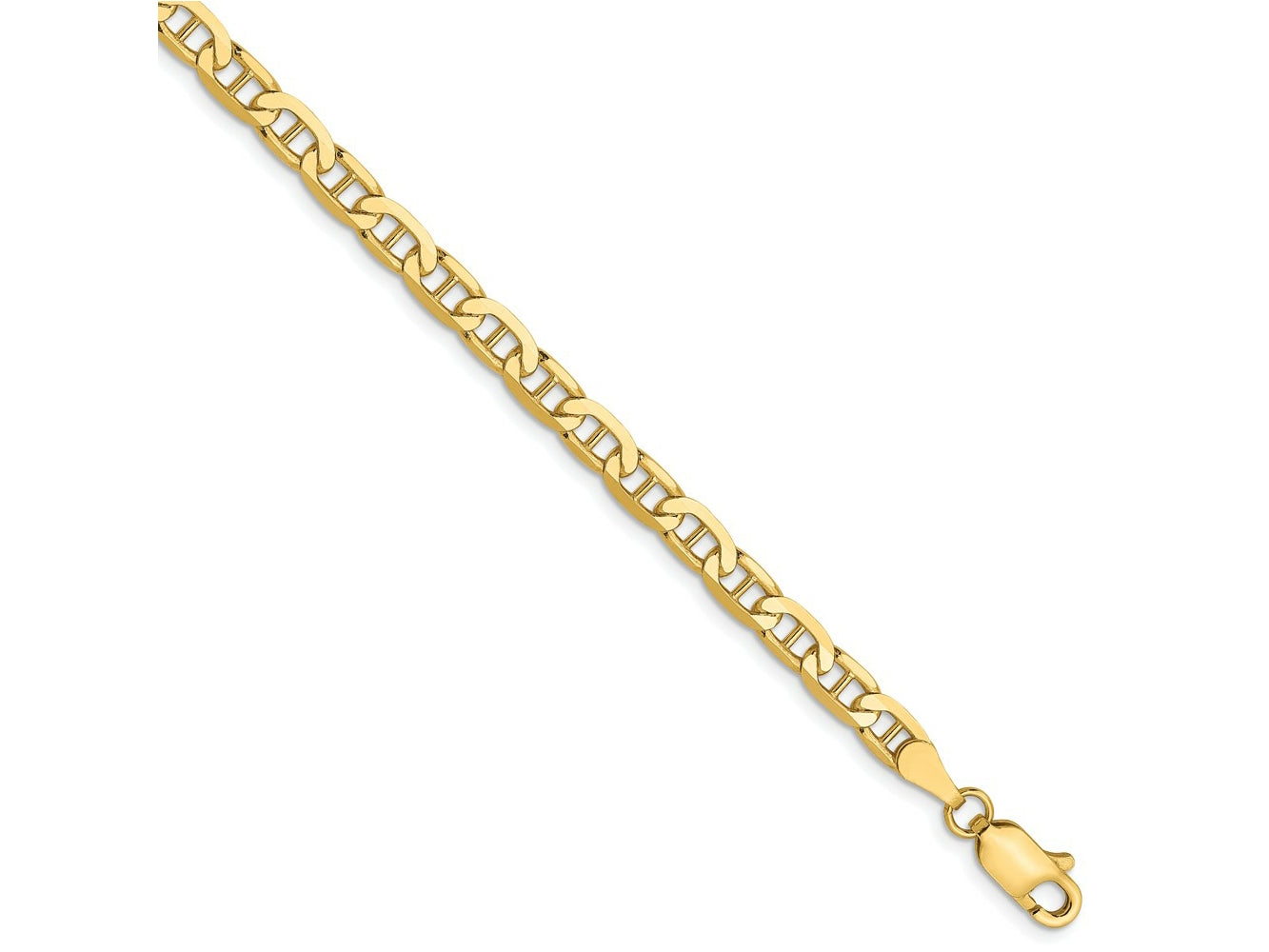 FJC Finejewelers 10 kt Yellow Gold Concave Anchor Chain Bracelet 7 Inches x 3.75 mm