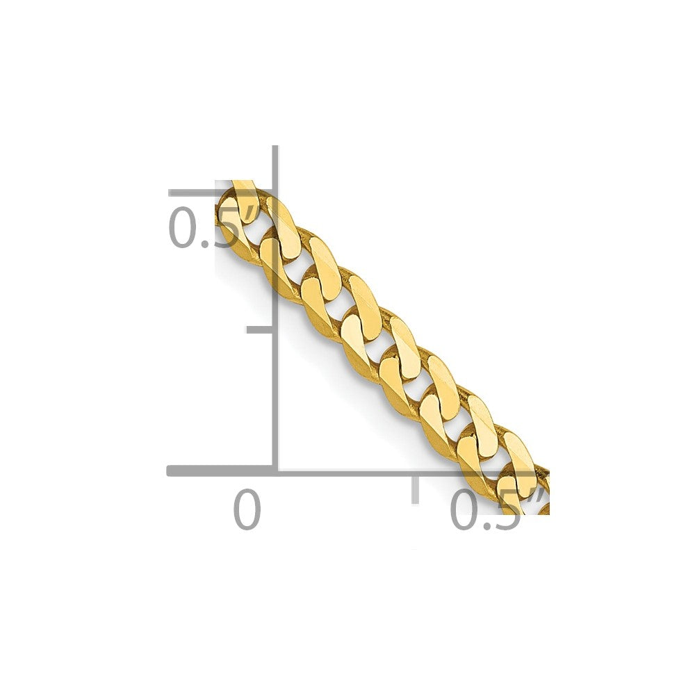 FJC Finejewelers 10 kt Yellow Gold Flat Beveled Curb Chain 24 Inches x 2.4 mm