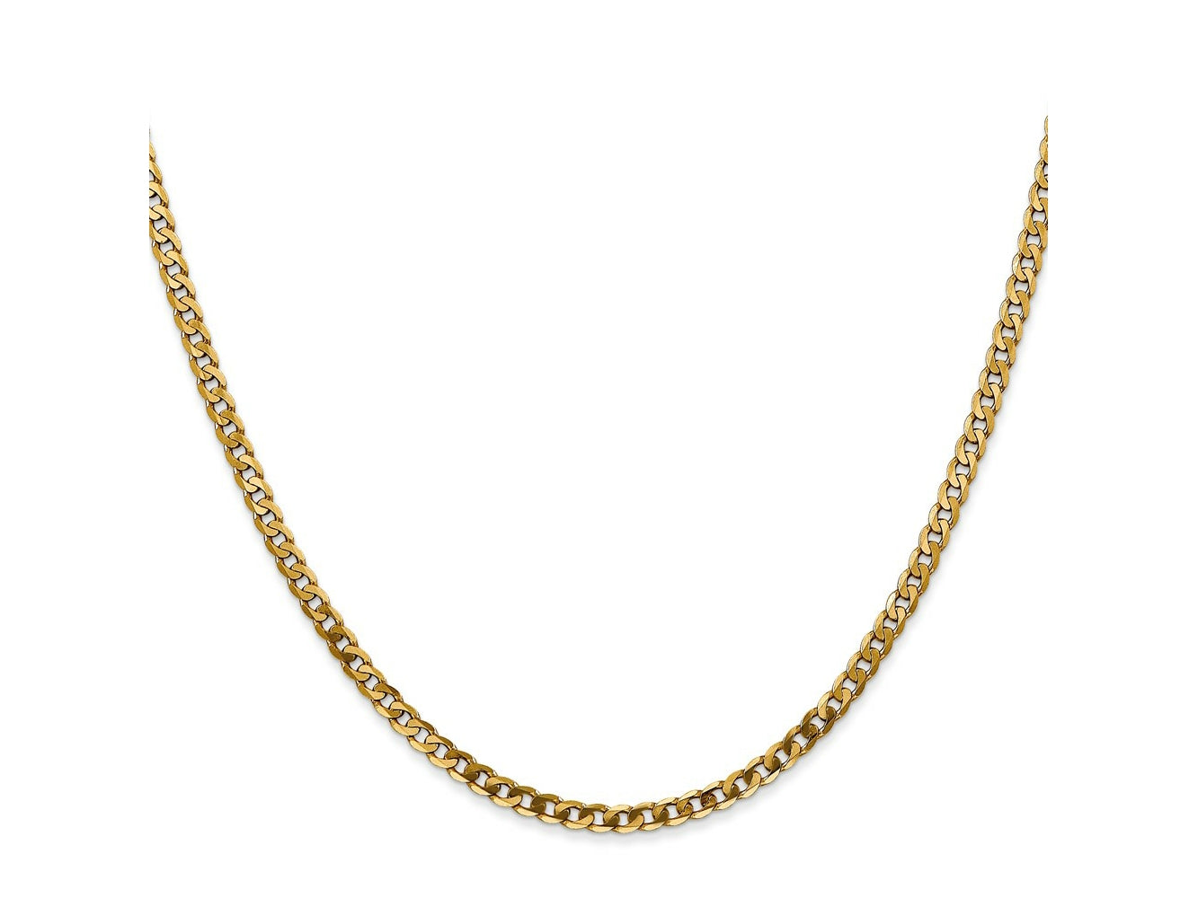 FJC Finejewelers 10 kt Yellow Gold Flat Beveled Curb Chain 24 Inches x 2.4 mm