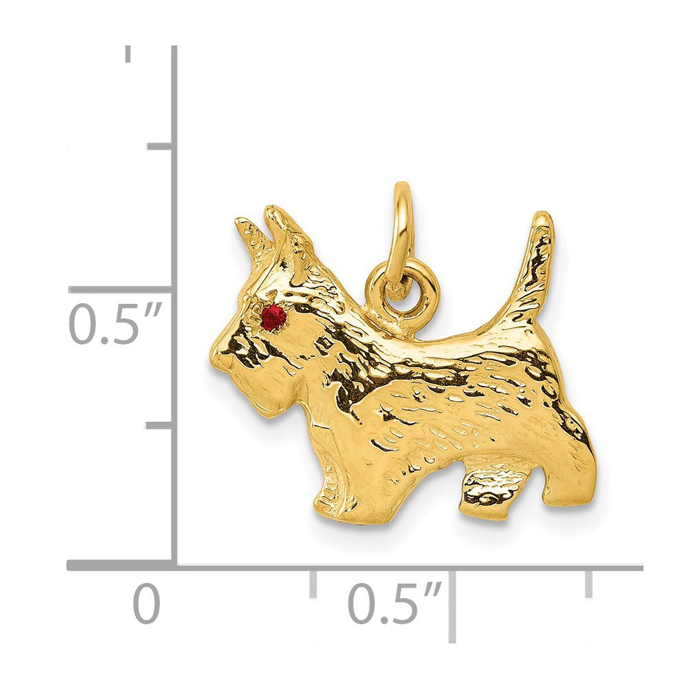 FJC Finejewelers 14 kt Yellow Gold Ruby Eye Scottie Dog Charm 17 x 16 mm