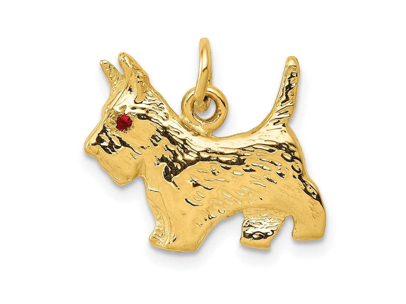 FJC Finejewelers 14 kt Yellow Gold Ruby Eye Scottie Dog Charm 17 x 16 mm