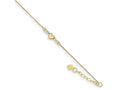FJC Finejewelers 14 kt Tri Color Gold Box Tri-Color Puffed Heart 10in Plus 1in ext Anklet 10 Inches x 1 mm