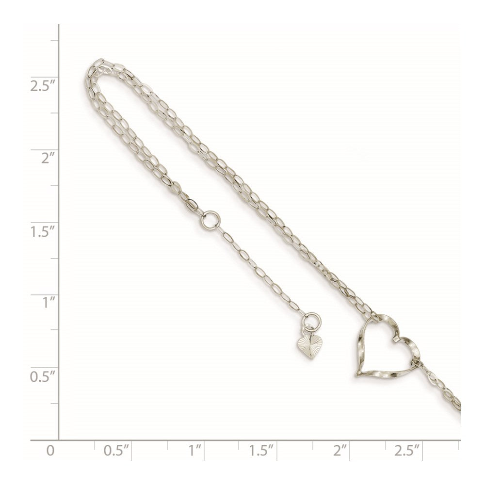 FJC Finejewelers 14 kt White Gold 3mm Cable Double Strand Heart 10in Plus 1 in ext. Anklet