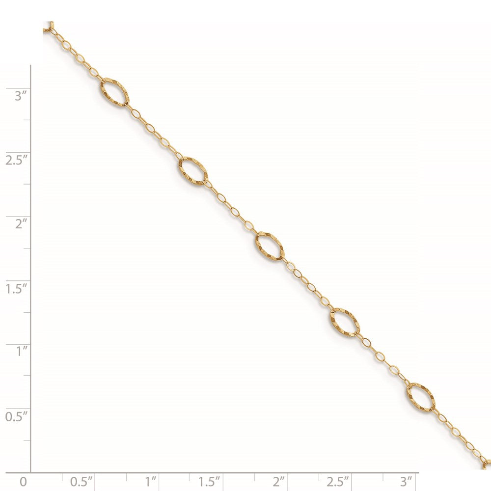 FJC Finejewelers 14 kt Yellow Gold Link Oval Shapes 10in Plus 1in ext Anklet 10 Inches x 1 mm