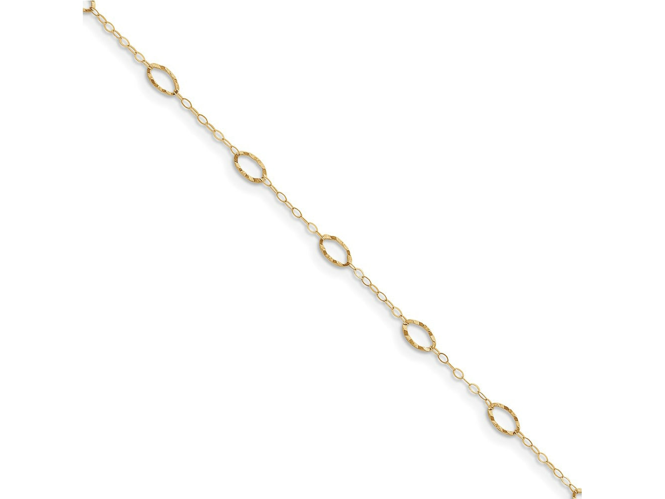 FJC Finejewelers 14 kt Yellow Gold Link Oval Shapes 10in Plus 1in ext Anklet 10 Inches x 1 mm