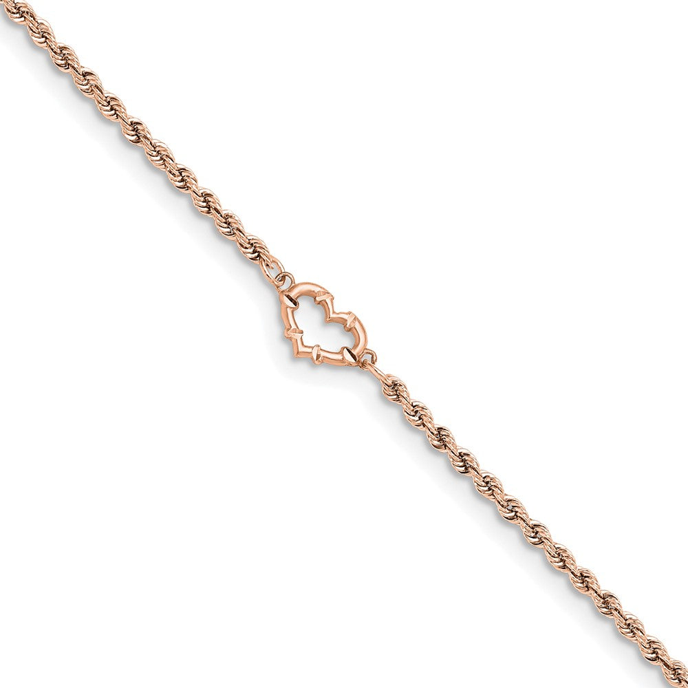 FJC Finejewelers 14 kt Rose Gold Bright Cut Rope with Heart Anklet 9 Inches x 10 mm