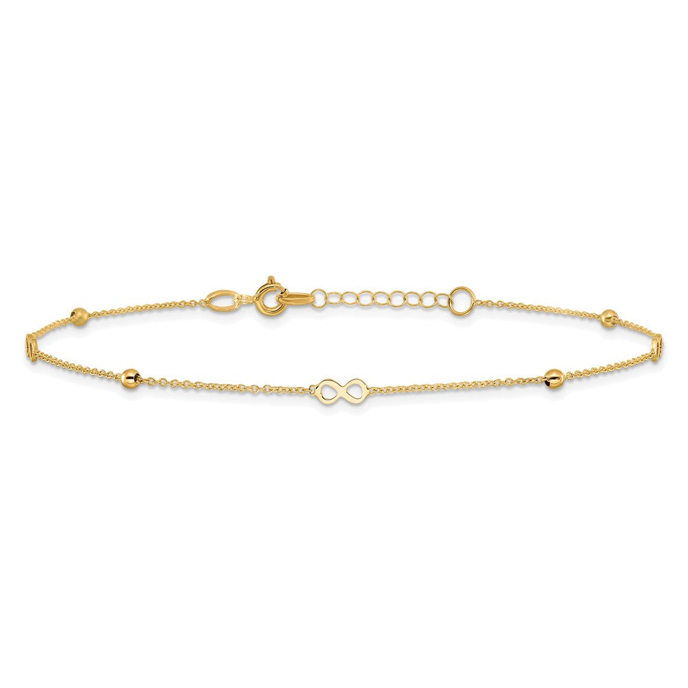 FJC Finejewelers 14 kt Yellow Gold Cable Polished Infinity 9in Plus 1in ext Anklet 9 Inches x 0 mm