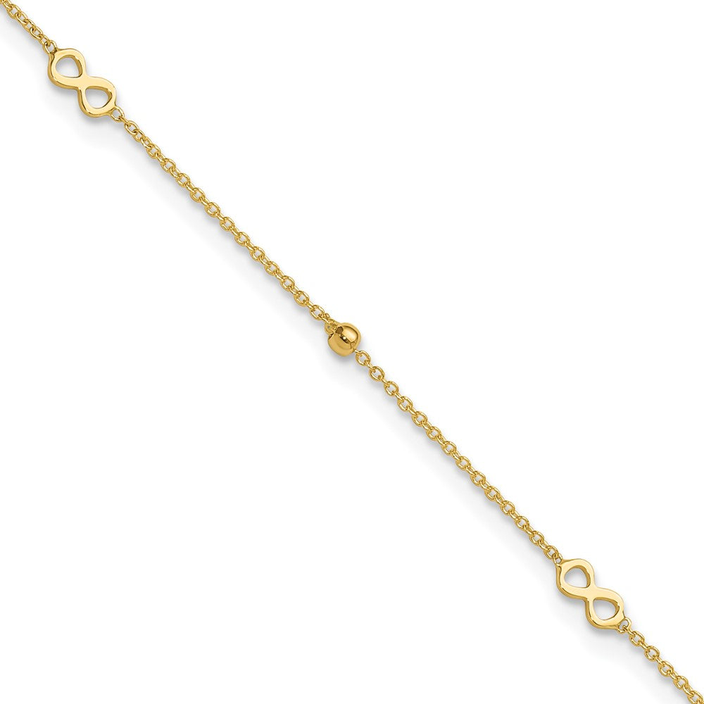 FJC Finejewelers 14 kt Yellow Gold Cable Polished Infinity 9in Plus 1in ext Anklet 9 Inches x 0 mm