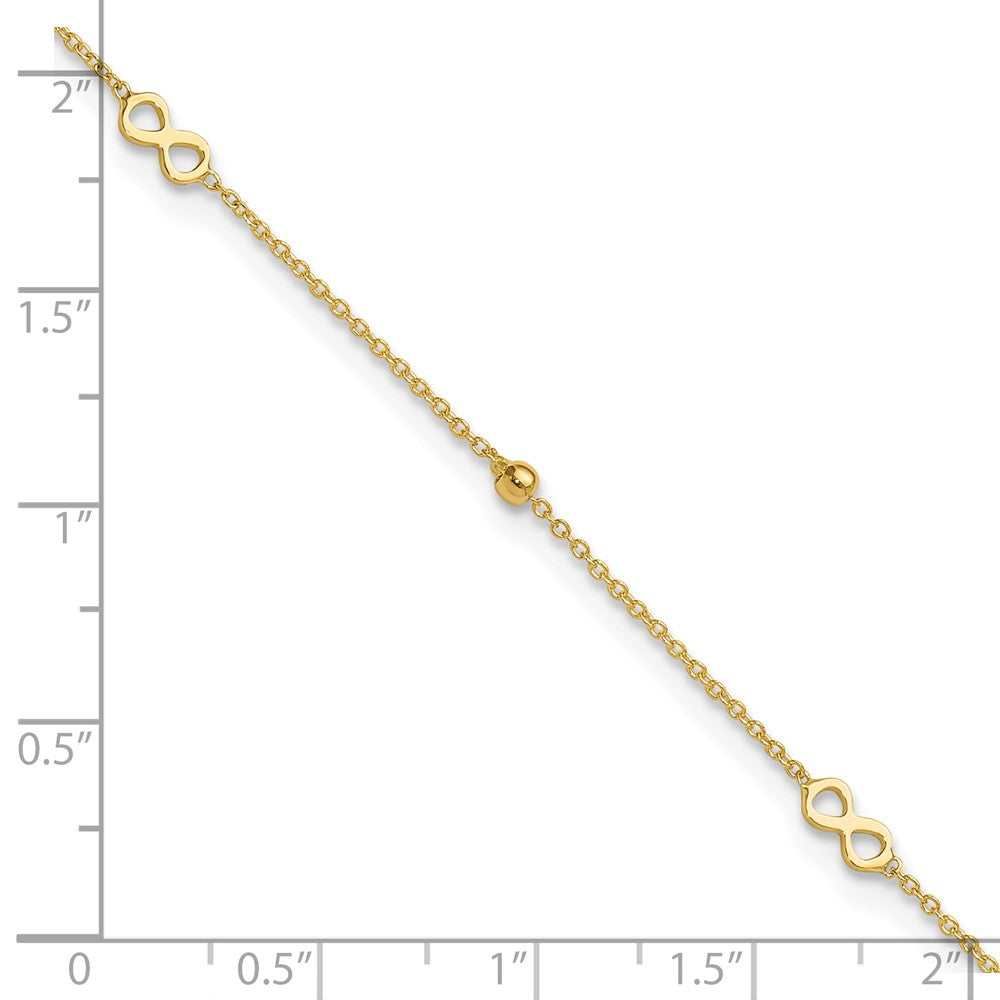 FJC Finejewelers 14 kt Yellow Gold Cable Polished Infinity 9in Plus 1in ext Anklet 9 Inches x 0 mm