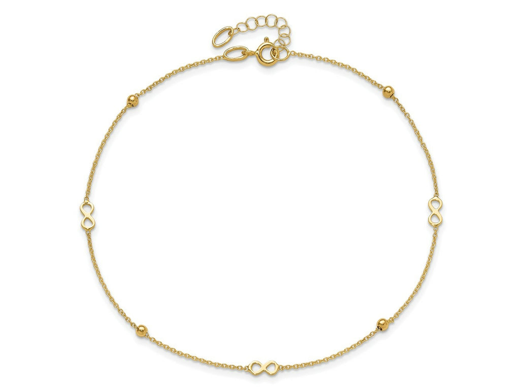 FJC Finejewelers 14 kt Yellow Gold Cable Polished Infinity 9in Plus 1in ext Anklet 9 Inches x 0 mm