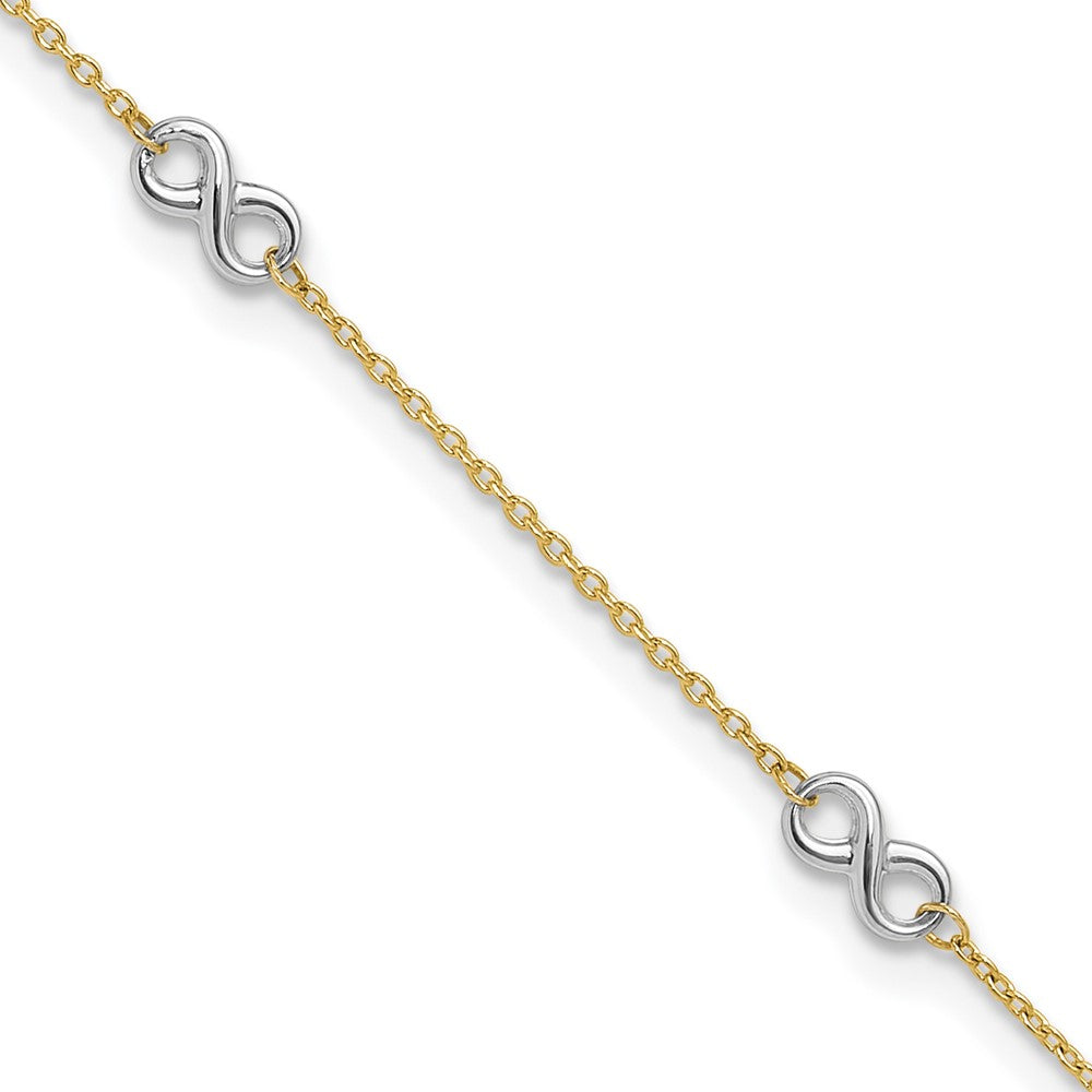 FJC Finejewelers 14 kt Two Tone Gold Cable Polished Infinity 9in Plus 1 in ext. Anklet 9 Inches x 8 mm