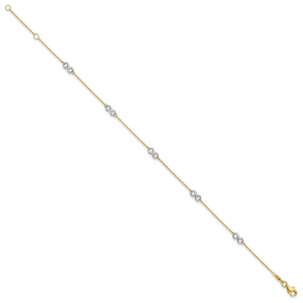 FJC Finejewelers 14 kt Two Tone Gold Cable Polished Infinity 9in Plus 1 in ext. Anklet 9 Inches x 8 mm