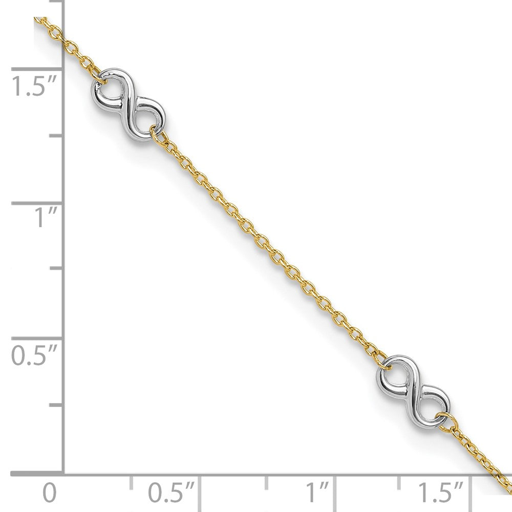 FJC Finejewelers 14 kt Two Tone Gold Cable Polished Infinity 9in Plus 1 in ext. Anklet 9 Inches x 8 mm