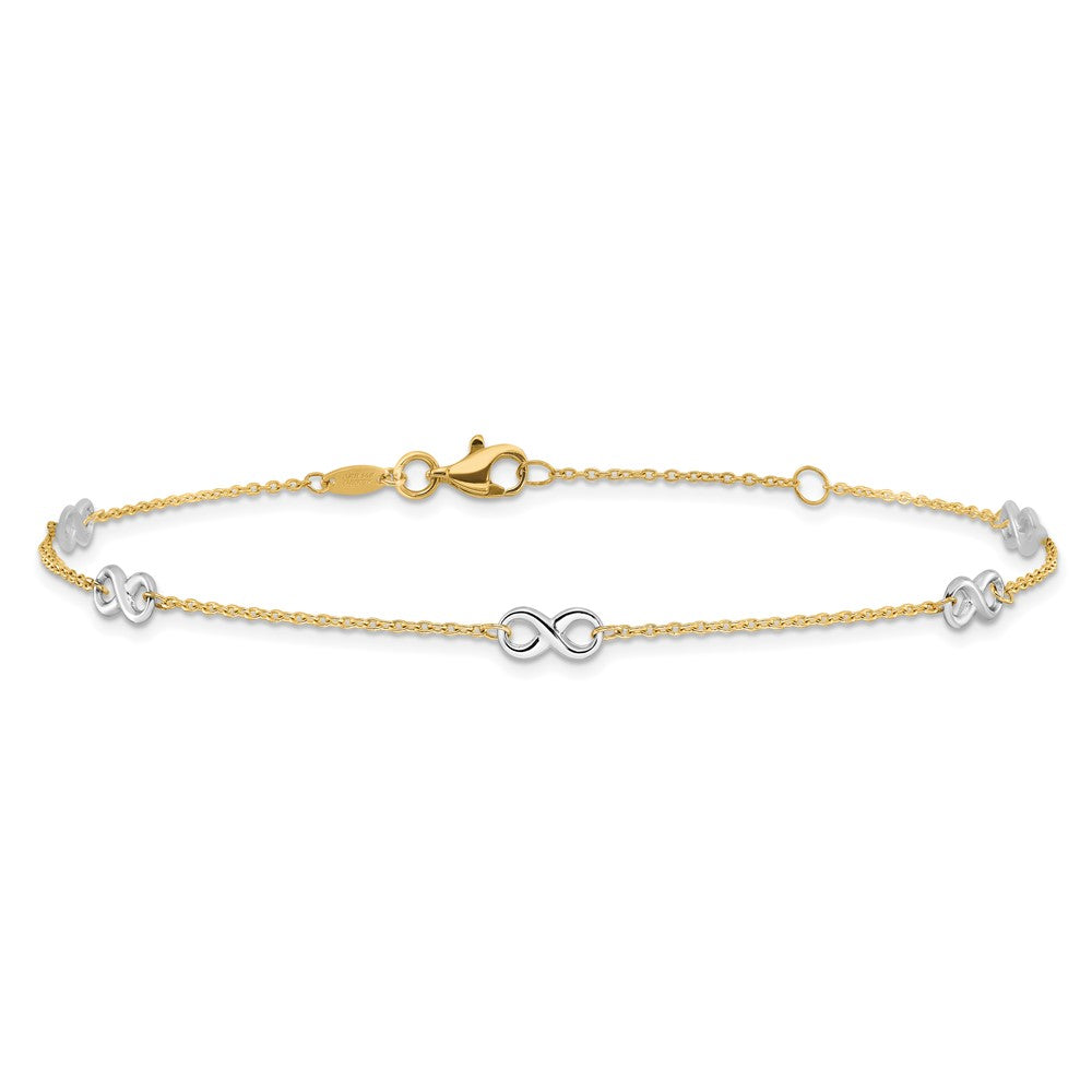 FJC Finejewelers 14 kt Two Tone Gold Cable Polished Infinity 9in Plus 1 in ext. Anklet 9 Inches x 8 mm