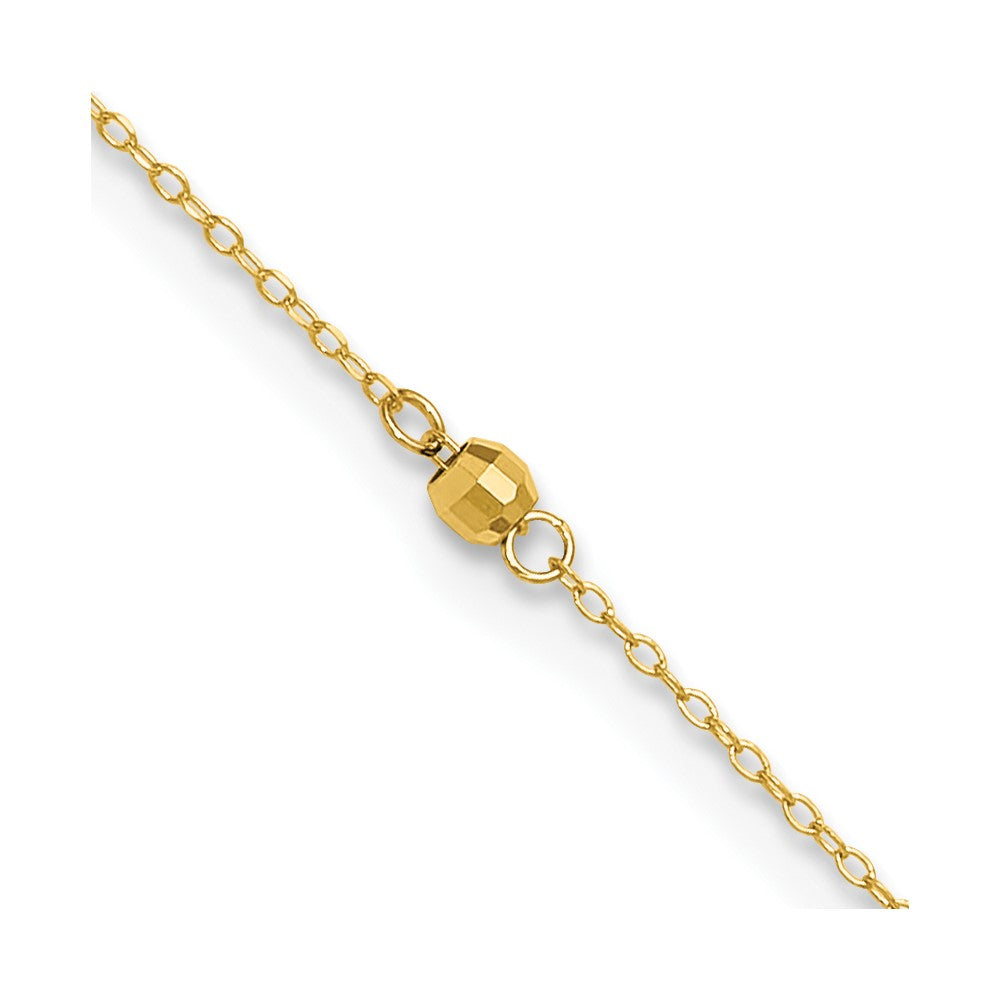 FJC Finejewelers 14 kt Yellow Gold Cable Mirror Beads 9in Plus 1in Ext Anklet 9 Inches x 0 mm