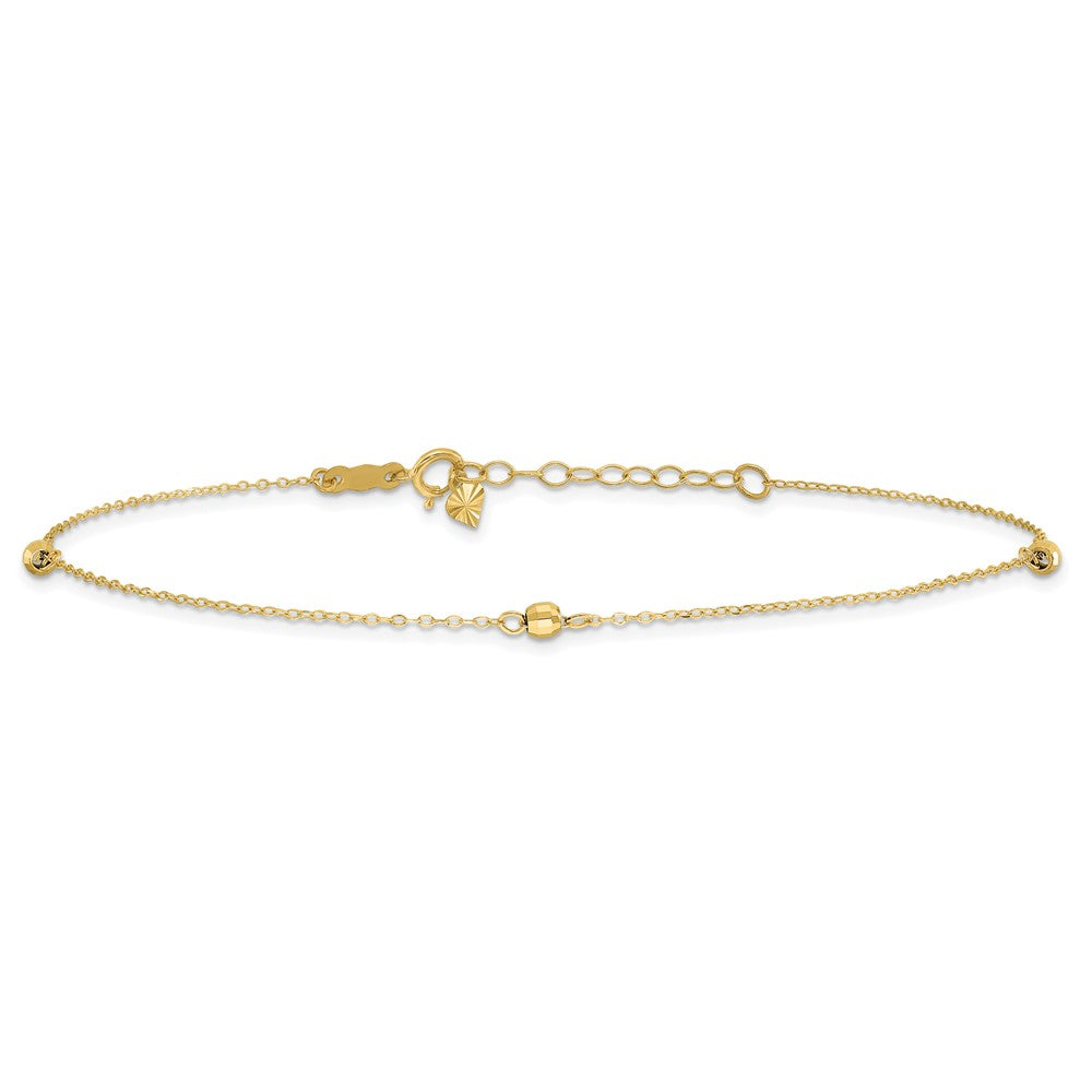 FJC Finejewelers 14 kt Yellow Gold Cable Mirror Beads 9in Plus 1in Ext Anklet 9 Inches x 0 mm