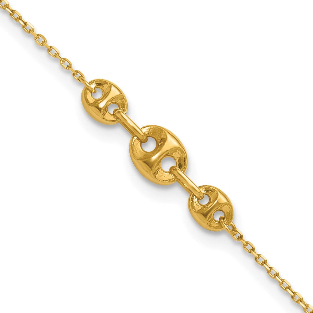 FJC Finejewelers 14 kt Yellow Gold Cable Polished Fancy Link 9in Plus 1 in ext. Anklet 9 Inches x 22 mm