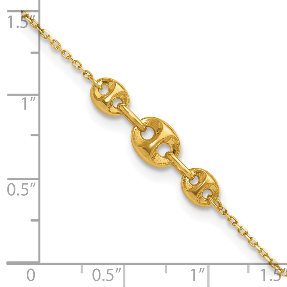 FJC Finejewelers 14 kt Yellow Gold Cable Polished Fancy Link 9in Plus 1 in ext. Anklet 9 Inches x 22 mm