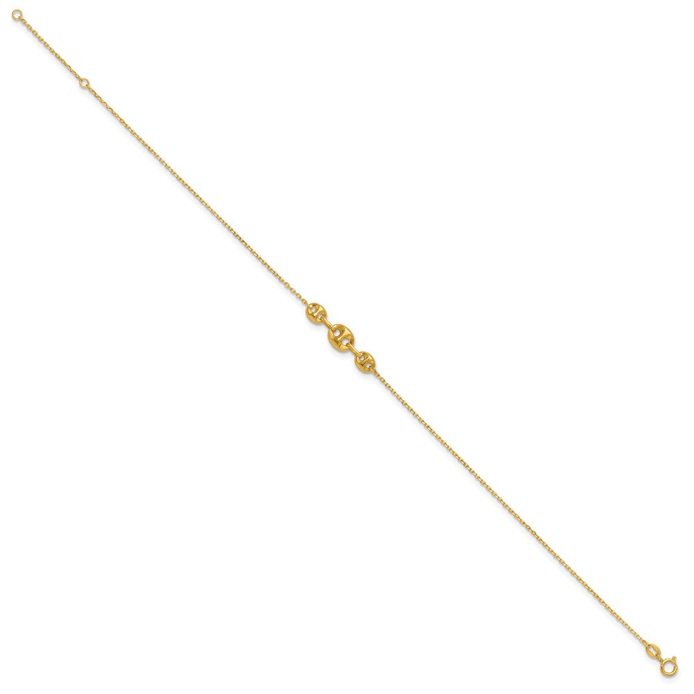 FJC Finejewelers 14 kt Yellow Gold Cable Polished Fancy Link 9in Plus 1 in ext. Anklet 9 Inches x 22 mm