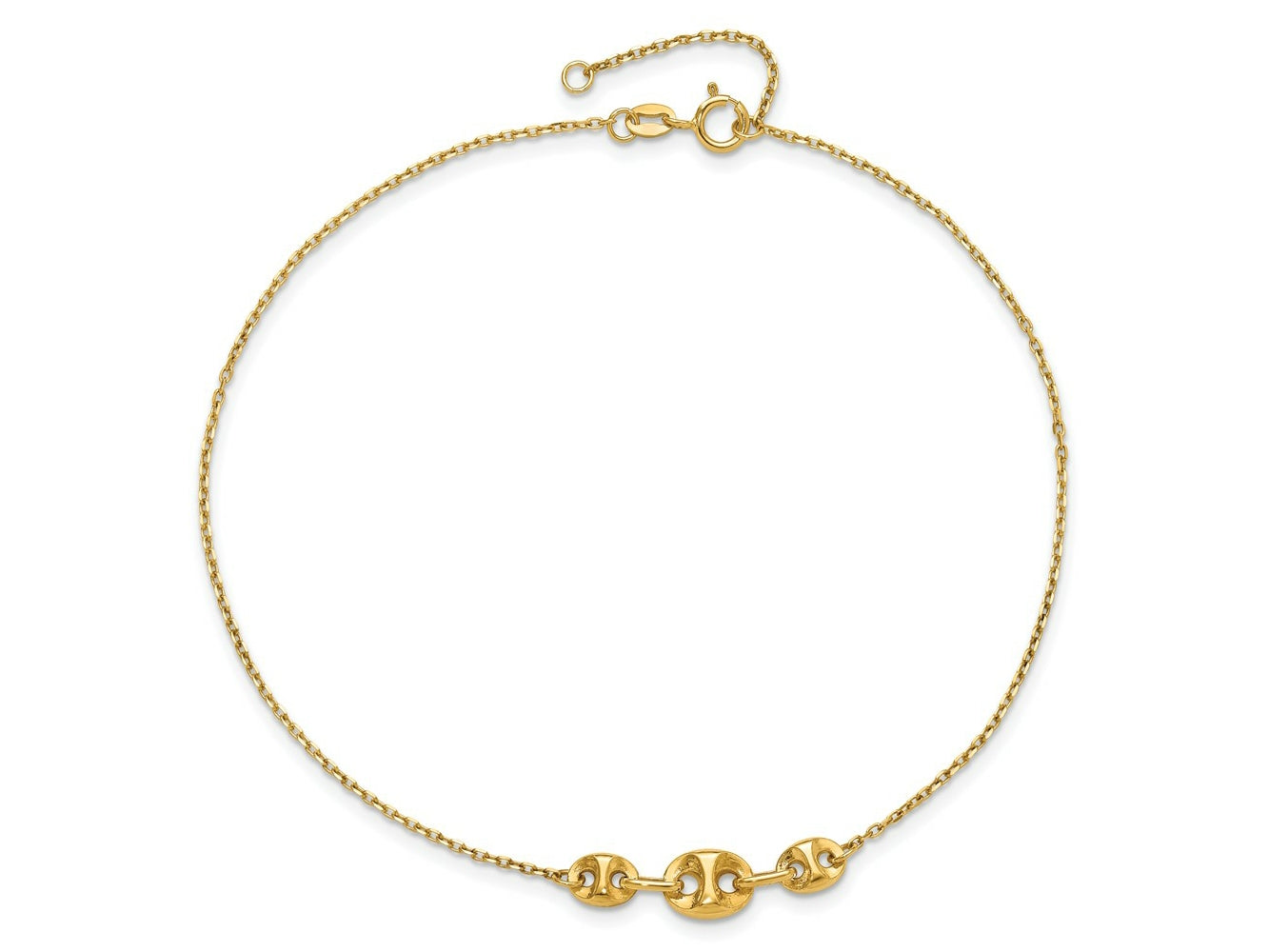 FJC Finejewelers 14 kt Yellow Gold Cable Polished Fancy Link 9in Plus 1 in ext. Anklet 9 Inches x 22 mm